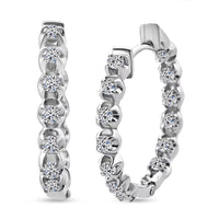 Luxuriant Lab Grown Diamond G-H SI 1.00 ctw Starlight Hoop Earrings in Rhodium Over Sterling Silver
