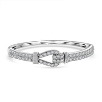 D’Joy Moissanite 5.90 ctw Bangle Bracelet in Rhodium Over Sterling Silver (7.25 In)