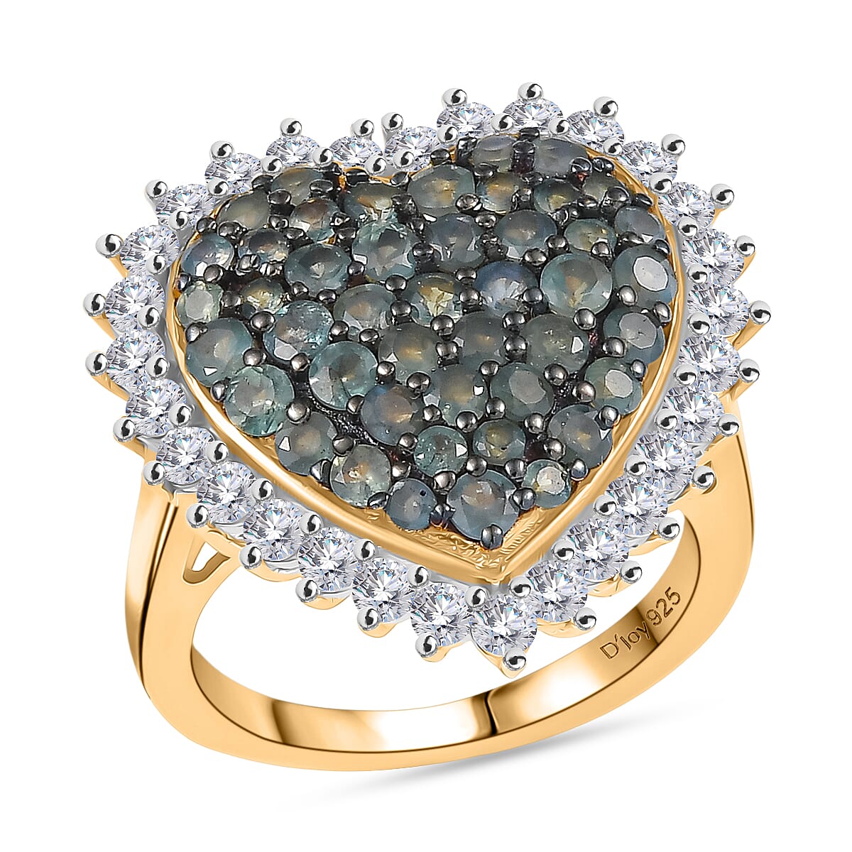 D’Joy Narsipatnam Alexandrite and White Zircon 3.00 ctw Eternal Love Ring in 18K Vermeil Yellow Gold Over Sterling Silver