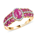 D'Joy Premium Montepuez Ruby and Moissanite 2.60 ctw Regal Bloom Ring in 18K Vermeil Yellow Gold Over Sterling Silver - Sticky add to cart bar