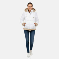 Hanton International Black and White Sherpa Trim Puffer Jacket - M