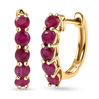 D'Joy Premium Montepuez Ruby 1.50 ctw Royal Mirage Hoop Earrings in 18K Vermeil Yellow Gold Over Sterling Silver