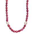 Freshwater Pearl and Red Dyed Freshwater Pearl Necklace in Stainless Steel 18 Inches - Sticky add to cart bar