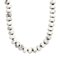 White Howlite and Thai Black Spinel 203.00 ctw Beaded Necklace in Stainless Steel 18 Inches
