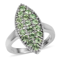 J Francis Embellished with Peridot Crystal by Swarovski Celestial Fern Ring in Stainless Steel (Size 10.0)