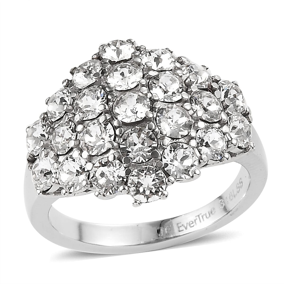 J Francis Embellished with Crystal by Swarovski Clustered Grace Ring in Stainless Steel