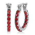 J Francis Embellished with Scarlet Crystal by Swarovski Hoop Earrings in Stainless Steel - Sticky add to cart bar