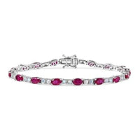 D'Joy African Ruby (FF), Moon Glow Moonstone Bracelet in Rhodium Over Sterling Silver (7.50 In) 12.50 ctw