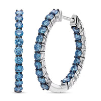 Luxuriant Lab Grown Blue Diamond (IR) SI 2.00 ctw Orion’s Whisper Earrings in Rhodium Over Sterling Silver
