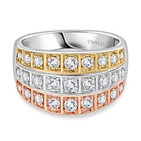D''Joy Moissanite Ring in 18K YRG Plated and Rhodium Over Sterling Silver (Size 6.5) 1.10 ctw