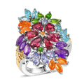 TLV D'Joy Multi Gemstone Ring in Rhodium Over Sterling Silver (Size 10.0) 6.75 ctw - Sticky add to cart bar