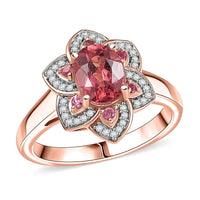 D’Joy Red Apatite, Multi Gemstone Lotus Bloom Ring in 18K Vermeil RG Over Sterling Silver (Size 10.0) 1.60 ctw