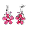GP Mulberry Moonstone and Madagascar Pink Sapphire 4.70 ctw Earrings in Rhodium Over Sterling Silver - Sticky add to cart bar