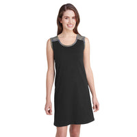 LAT Black and Camo 100% Cotton Fine Jersey Racerback Tank Dress - S