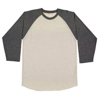 LAT Natural Heather 100% Cotton Fine Jersey 3/4 Raglan Sleeve Tee - S