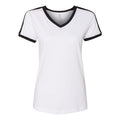 LAT White 100% Cotton V-Neck Retro Ringer Jersey Tee - L - Sticky add to cart bar