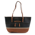 Stone Mountain Black & Tan Leather Zipper Tote - Sticky add to cart bar