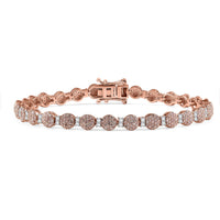 D'Joy Natural Pink and White Diamond 2.68 ctw Berries on Vines Bracelet in 18K Vermeil Rose Gold Over Sterling Silver (7.25 In)