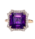 10K Yellow Gold AAA Asscher Cut Lusaka Amethyst, Luxuriant Lab Grown Diamond (G-H, SI) Ring (Size 10.5) 8.81 ctw - Sticky add to cart bar