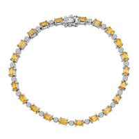 Madagascar Yellow Sapphire, Luxuriant Lab Grown Diamond (G-H, SI) Bracelet in Rhodium Over Sterling Silver (6.50 In) 9.50 ctw