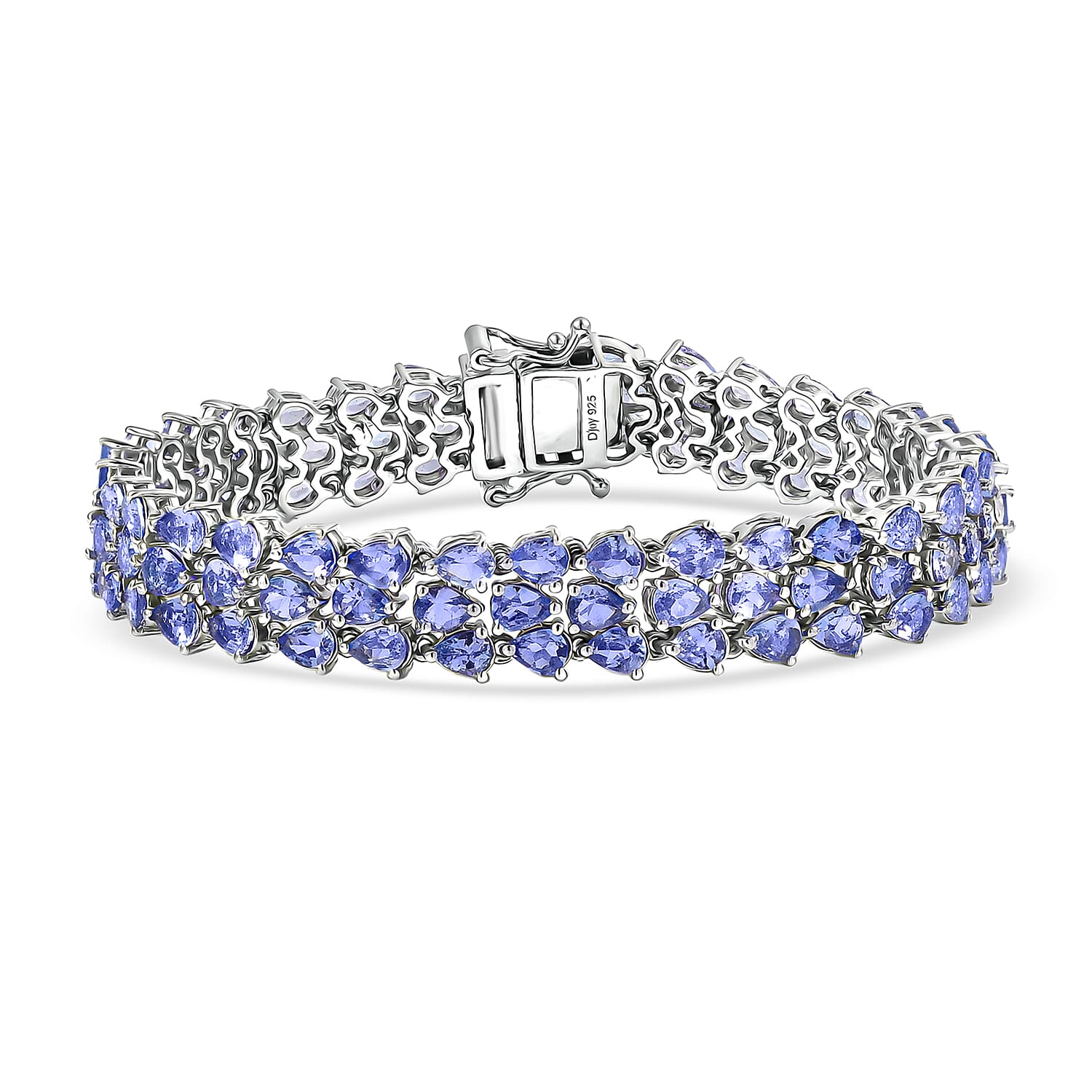 D'Joy Tanzanite Bracelet in Rhodium Over Sterling Silver (6.50 In) 17.00 ctw