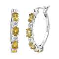 Madagascar Yellow Sapphire and Luxuriant Lab Grown Diamond 2.65 ctw Art Deco Hoop Earrings in Rhodium Over Sterling Silver - Sticky add to cart bar