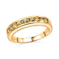 Madagascar Yellow Sapphire 0.90 ctw Half Eternity Band Ring in 18K Vermeil Yellow Gold Over Sterling Silver (Size 10.0)