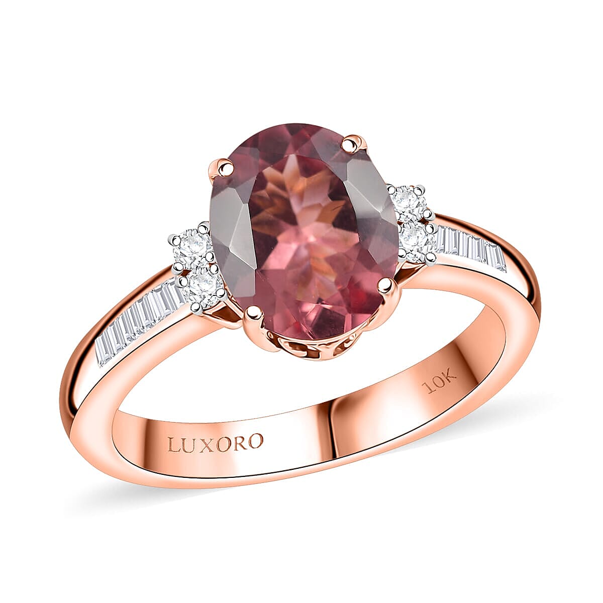 Luxoro 10K Rose Gold AAA Red Apatite, Diamond (G-H, I2) Ring (Size 10.0) 2.90 ctw