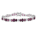 D'Joy AAA Radiant Ember Garnet and Diamond 15.00 ctw Bracelet in Rhodium Over Sterling Silver (7.25 In) - Sticky add to cart bar