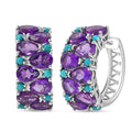 D'Joy African Amethyst, Sleeping Beauty Turquoise 11.50 ctw Mystic Oasis Earrings in Rhodium Over Sterling Silver - Sticky add to cart bar