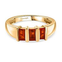 D'Joy Fire Opal 0.59 ctw Ring in Vermeil Yellow Gold Over Sterling Silver (Size 11.5)