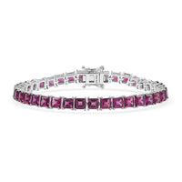 D’Joy AAA Radiant Ember Garnet Art Deco Bracelet in Rhodium Over Sterling Silver (7.25 In) 17.20 ctw