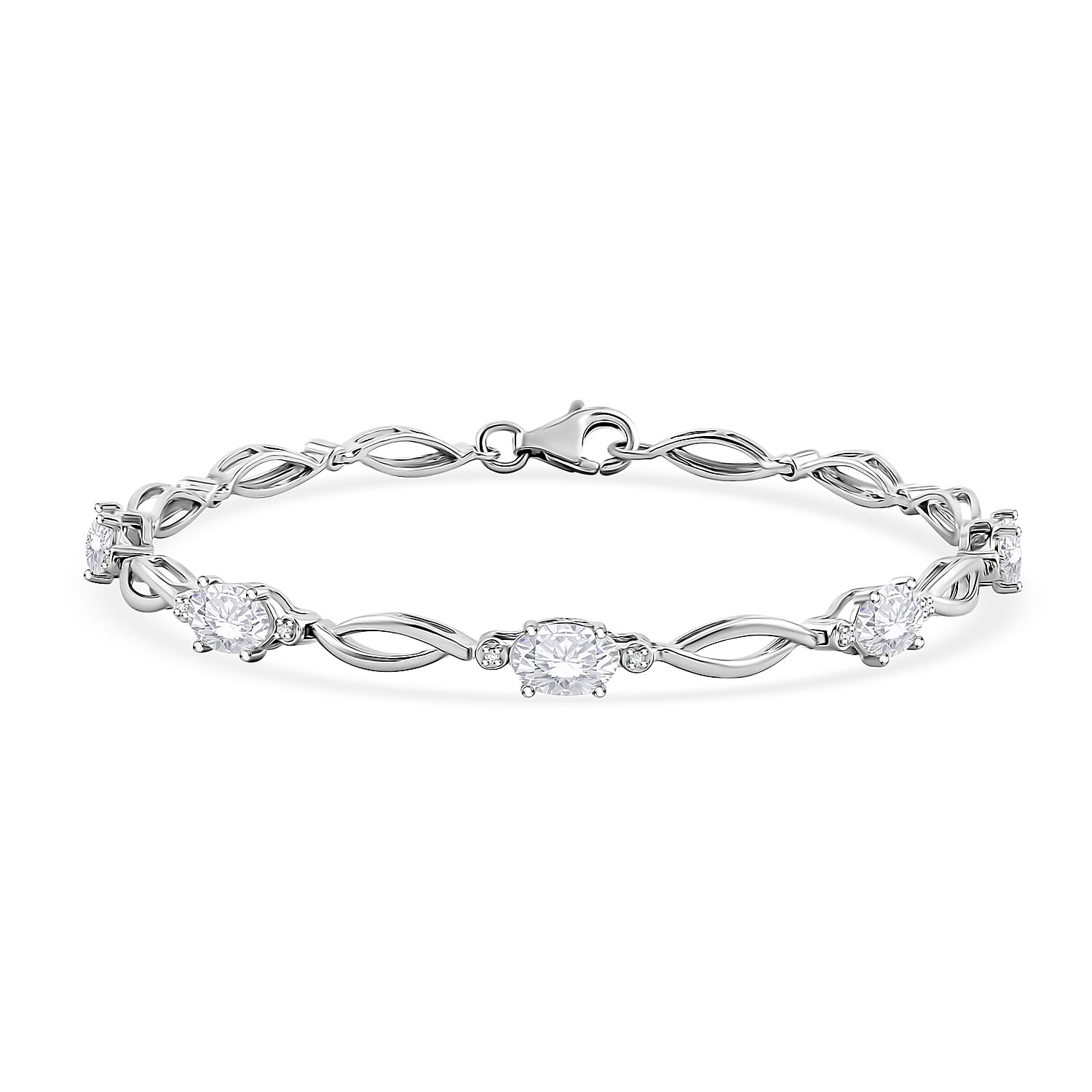 White Sapphire 3.00 ctw Bracelet in Sterling Silve (7.00 In)