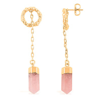 Galilea Rose Quartz 20.00 ctw Earrings in Goldtone