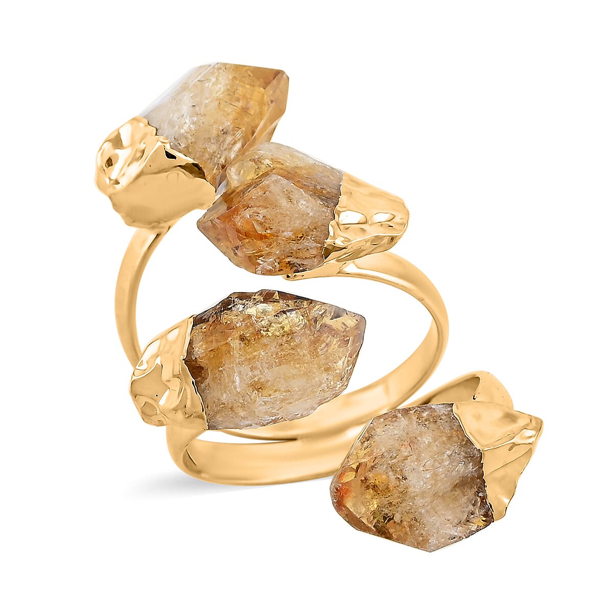 Brazilian Citrine 4 Stone Ring in Goldtone (Adjustable) 16.00 ctw