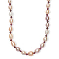 Multi Color Freshwater Pearl and Mozambique Garnet 10.00 ctw Necklace in Rhodium Over Sterling Silver 18 Inches - Sticky add to cart bar