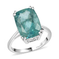 D'Joy Dean Teal Fluorite (IR) Ocean Depth Ring in Platinum Over Sterling Silver (Size 10.0) 7.75 ctw - Sticky add to cart bar