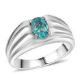 D'Joy Dean Teal Fluorite (IR) Flowing Water Men's Ring in Platinum Over Sterling Silver (Size 10.0) 1.50 ctw - Sticky add to cart bar