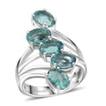 D'Joy Dean Teal Fluorite (IR) Ocean Waves Ring in Platinum Over Sterling Silver (Size 10.0) 4.60 ctw - Sticky add to cart bar