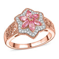 D'Joy Mahenge Spinel and Multi Gemstone Floral Ring in 18K Vermeil RG Over Sterling Silver - Sticky add to cart bar