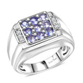 EverTrue Tanzanite and Moissanite 1.00 ctw Art Deco Mens Ring in Platinum Bond (Size 10.0) - Sticky add to cart bar