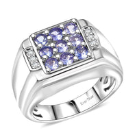EverTrue Tanzanite and Moissanite 1.00 ctw Art Deco Mens Ring in Platinum Bond (Size 10.0)