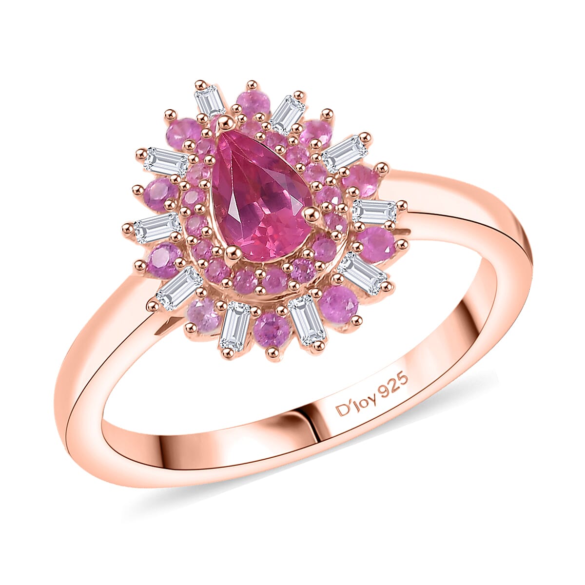 D’Joy Premium Mahenge Spinel, Multi Gemstone Ring in 18K Vermeil RG Over Sterling Silver (Size 10.0) 0.90 ctw