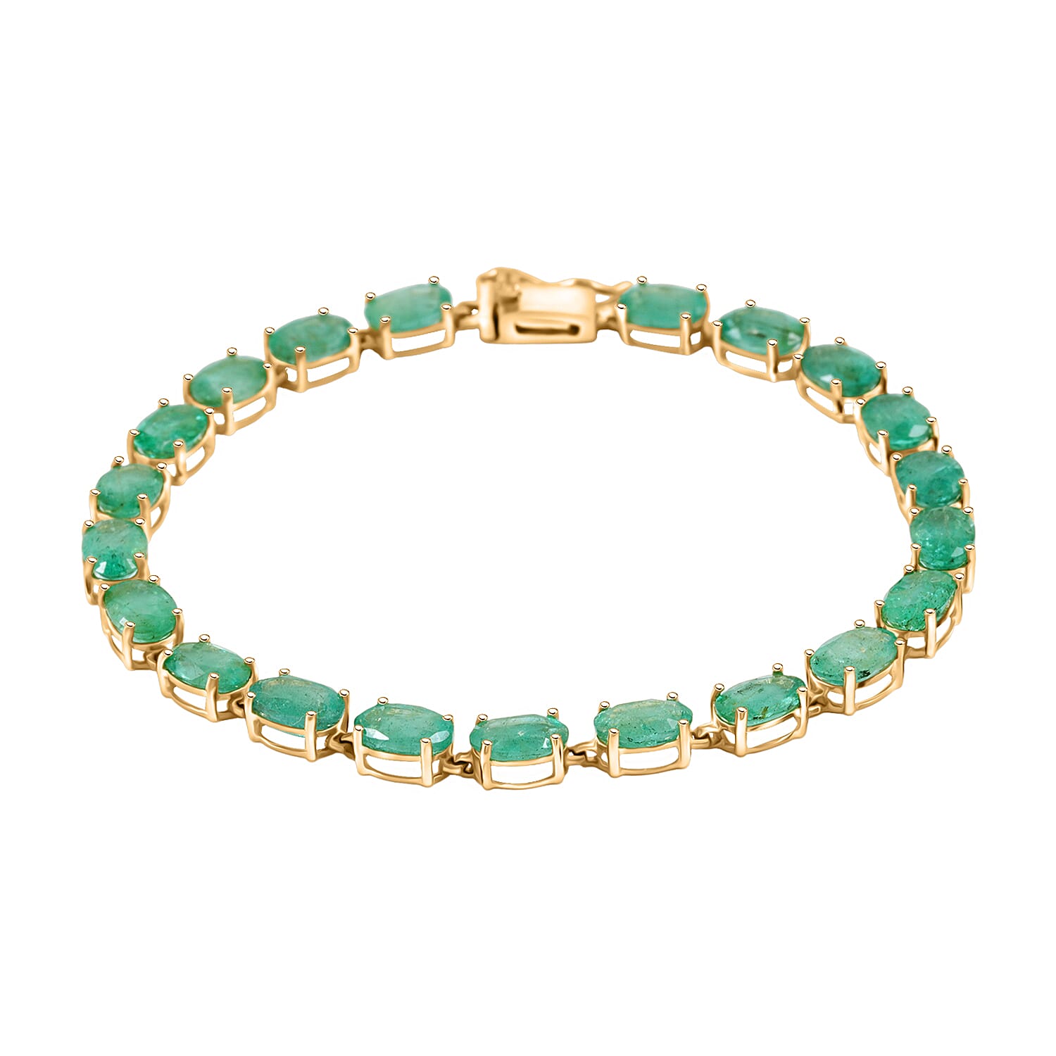 Luxoro Premium Kagem Zambian Emerald 8.40 ctw Bracelet in 10K Yellow Gold (6.50 In)
