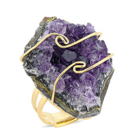 Purple Amethyst Druzy 53.00 ctw Ring in Goldtone (Adjustable)