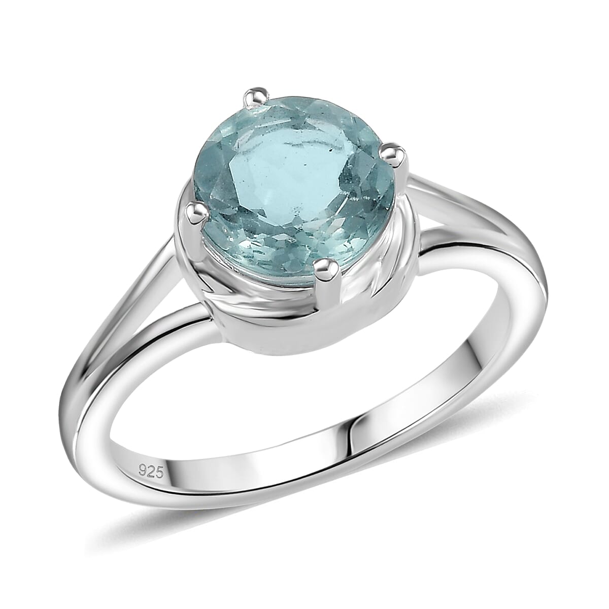 Belgian Teal Fluorite 2.35 ctw Solitaire Ring in Sterling Silver