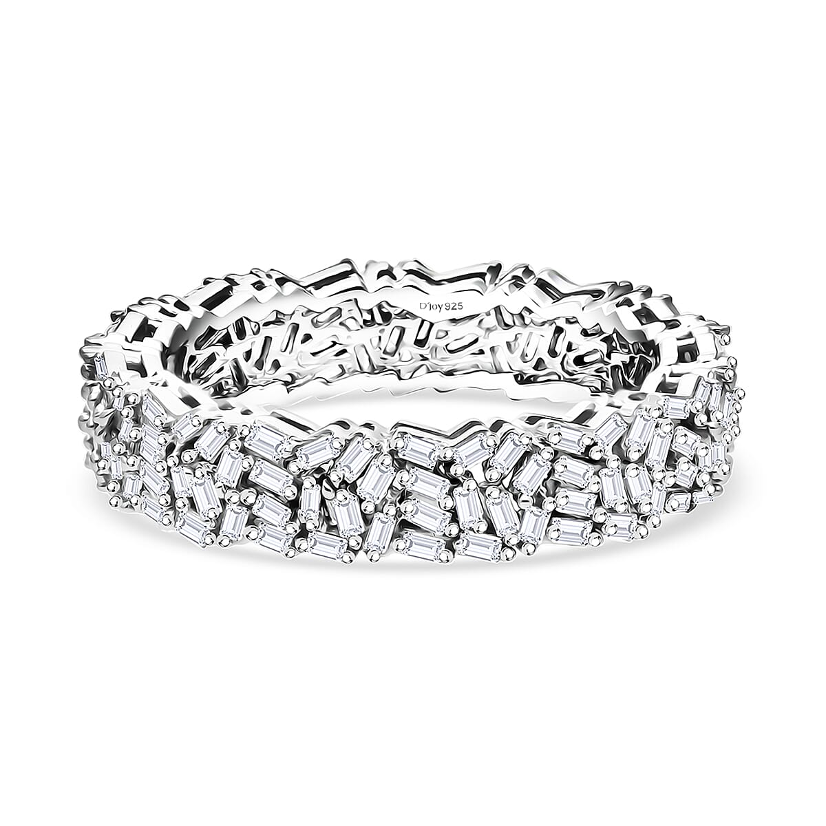D’joy Diamond Band Ring in Rhodium Over Sterling Silver (Size 5.0) 1.00 ctw