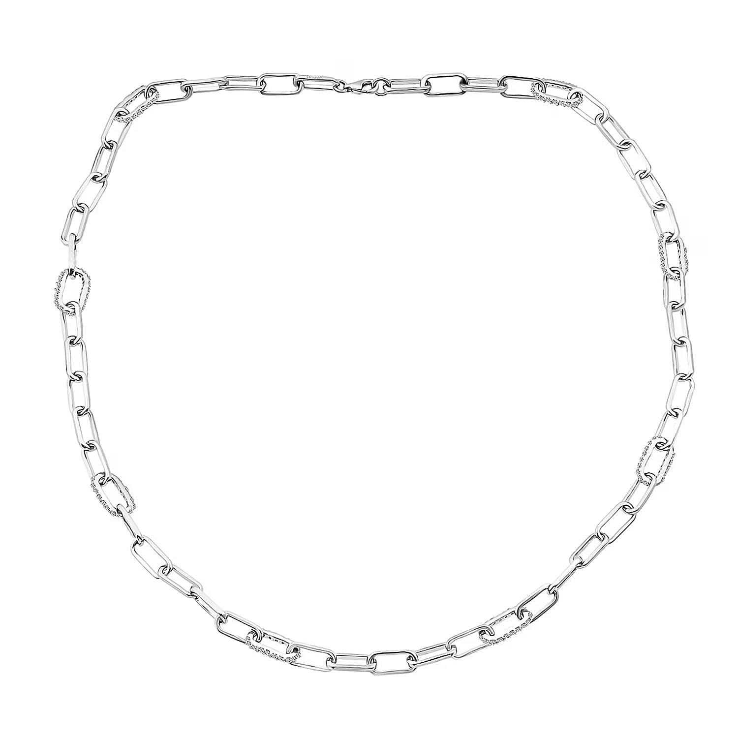 Luxuriant Lab Grown Diamond G-H SI 2.00 ctw Paper Clip Chain Necklace in Rhodium Over Sterling Silver 18 Inches