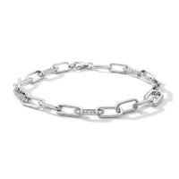Luxuriant Lab Grown Diamond (G-H, SI) Paper Clip Chain Bracelet in Rhodium Over Sterling Silver (6.50 In) 1.00 ctw