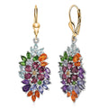 D'Joy Multi Gemstone 6.00 ctw Flowers Bouquet Earrings in 18K Vermeil YG and Rhodium Over Sterling Silver - Sticky add to cart bar